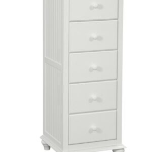 Cottage 5 Drawer Narrow Chest in Pure White