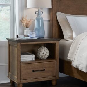 Vista 1-Drawer Nightstand in Hickory and Coal