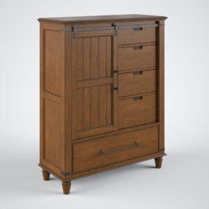 Farmhouse Sliding Door Chest in Bourbon Oak
