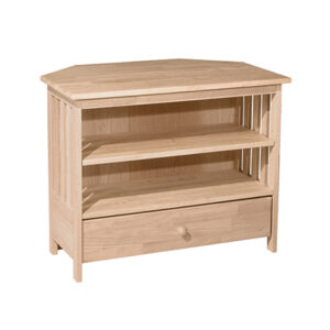 Mission Corner TV Stand in White, Ready to Ship