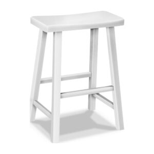 24-Inch Saddle Stool in White, Ready to Ship