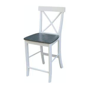 24-Inch X-Back Dining Table in White and Gray, Ready to Ship
