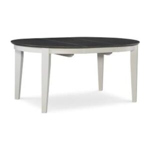 48x66 Oval Butterfly-Leaf Extension Dining Table in Heather Gray and White, Ready to Ship