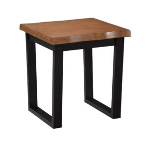 Live Edge End Table in Bourbon Oak and Black, Ready to Ship