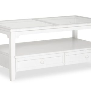 Amelia Coffee Table (glass) in Chalk, Ready to Ship