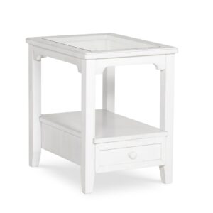 Amelia End Table (glass) in Chalk, Ready to Ship