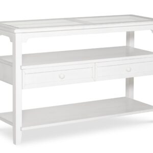 Amelia Sofa Table (glass) in Chalk, Ready to Ship