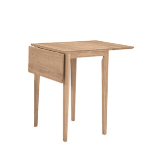 Drop-Leaf Table 36x22 in White and Natural, Ready to Ship
