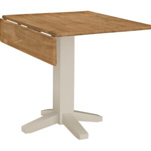 Square Drop-Leaf Pedestal Table 36x36 in Hickory and Shell, Ready to Ship