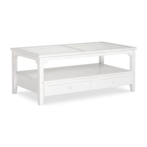 Amelia Coffee Table (glass) in Chalk, Ready to Ship