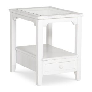 Amelia End Table (glass) in Chalk, Ready to Ship