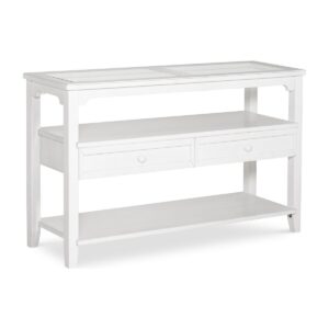 Amelia Sofa Table (glass) in Chalk, Ready to Ship