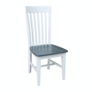 Cosmo Tall Mission Dining Table in White and Gray, Ready to Ship