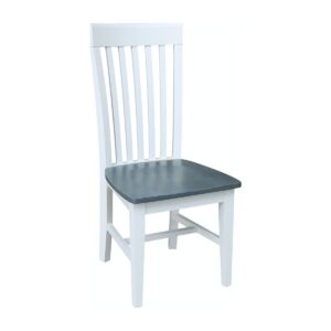 Cosmo Tall Mission Dining Table in White and Gray, Ready to Ship
