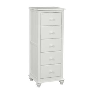 Cottage 5 Drawer Narrow Chest in Pure White