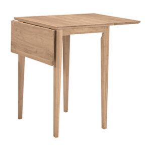 Drop-Leaf Table 36x22 in White and Natural, Ready to Ship