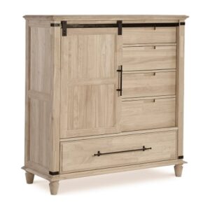 Farmhouse Sliding Door Chest in Bourbon Oak