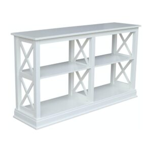 Hampton Sofa Table With Shelves in White, Ready to Ship