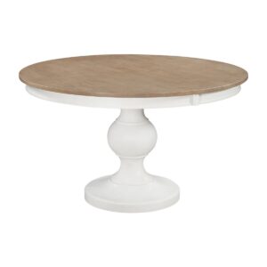 Highlands Alpine Round Pedestal Dining Table in Taupe Gray and Lumina, Ready to Ship