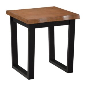 Live Edge End Table in Bourbon Oak and Black, Ready to Ship