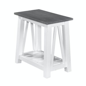 Surrey Narrow End Table in White and Gray, Ready to Ship