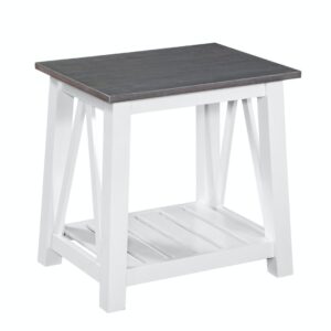 Surrey End Table in White and Gray, Ready to Ship