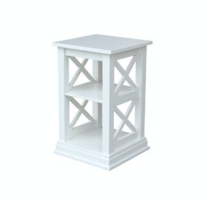 Hampton Accent Table With Shelves in White, Ready to Ship