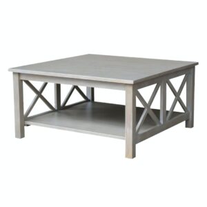 Hampton Square Coffee Dining Table in Taupe Gray, Ready to Ship