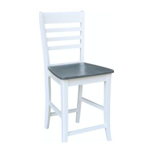 Roma Stool in White and Gray, Ready to Ship