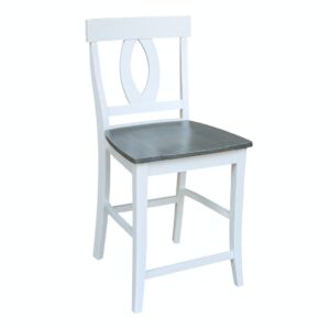 Verona Stool in White and Gray, Ready to Ship