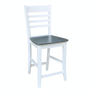 Roma Stool in White and Gray, Ready to Ship