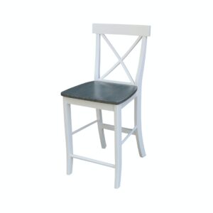 24-Inch X-Back Dining Table in White and Gray, Ready to Ship