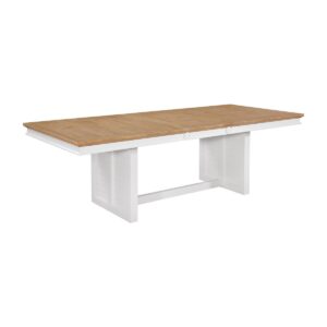 Sanibel Boardwalk Trestle Extension Dining Table in Honey and White (40x94), Ready to Ship