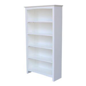 Shaker Bookcase 32x12x60 in White, Ready to Ship