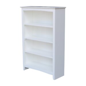 Shaker Bookcase 32x12x48 in White, Ready to Ship