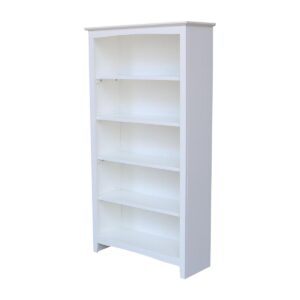 Shaker Bookcase 32x12x60 in White, Ready to Ship