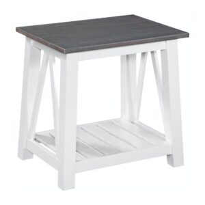 Surrey End Table in White and Gray, Ready to Ship
