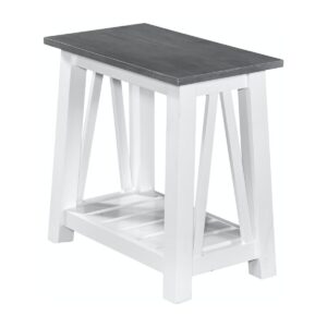 Surrey Narrow End Table in White and Gray, Ready to Ship
