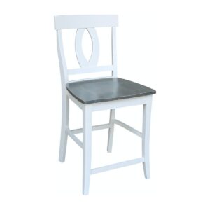 Verona Stool in White and Gray, Ready to Ship