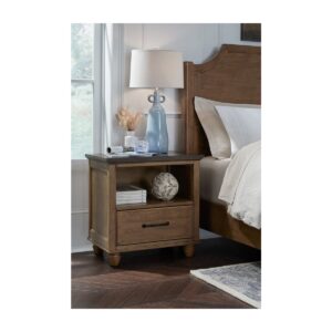 Vista 1-Drawer Nightstand in Hickory and Coal