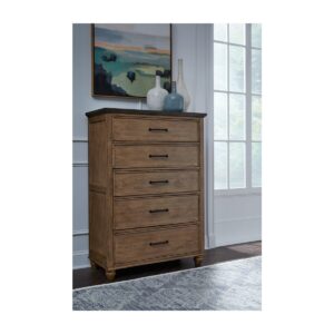 Vista 5 Drawer Chest in Hickory and Coal