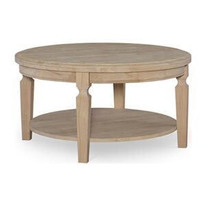 Vista Round Coffee Dining Table in Hickory, Ready to Ship