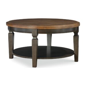 Vista Round Coffee Table in Hickory and Coal, Ready to Ship