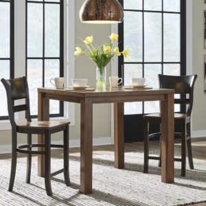 40 Inch Square Table, Warm Brown Oak in a dining room