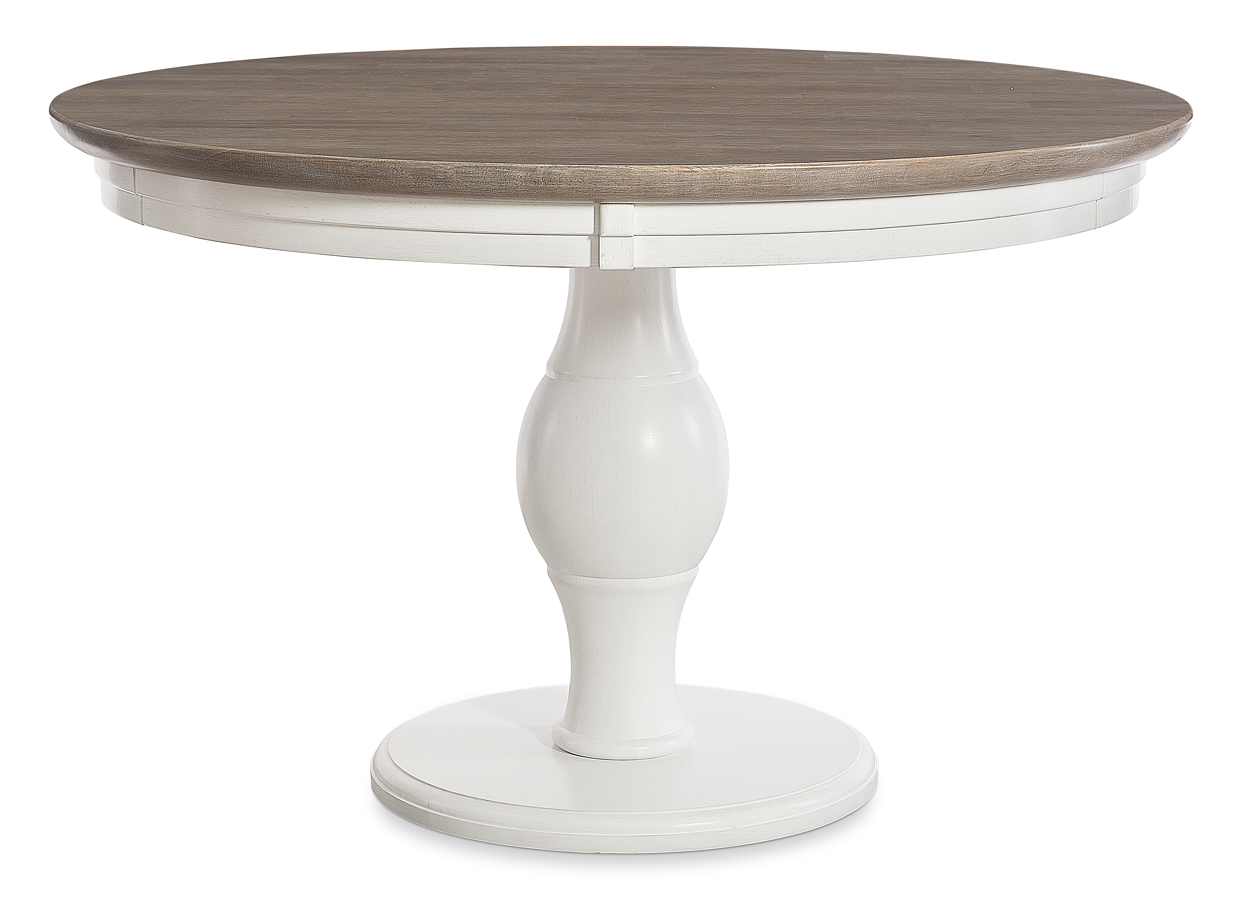 48 inch round pedestal table sand and white