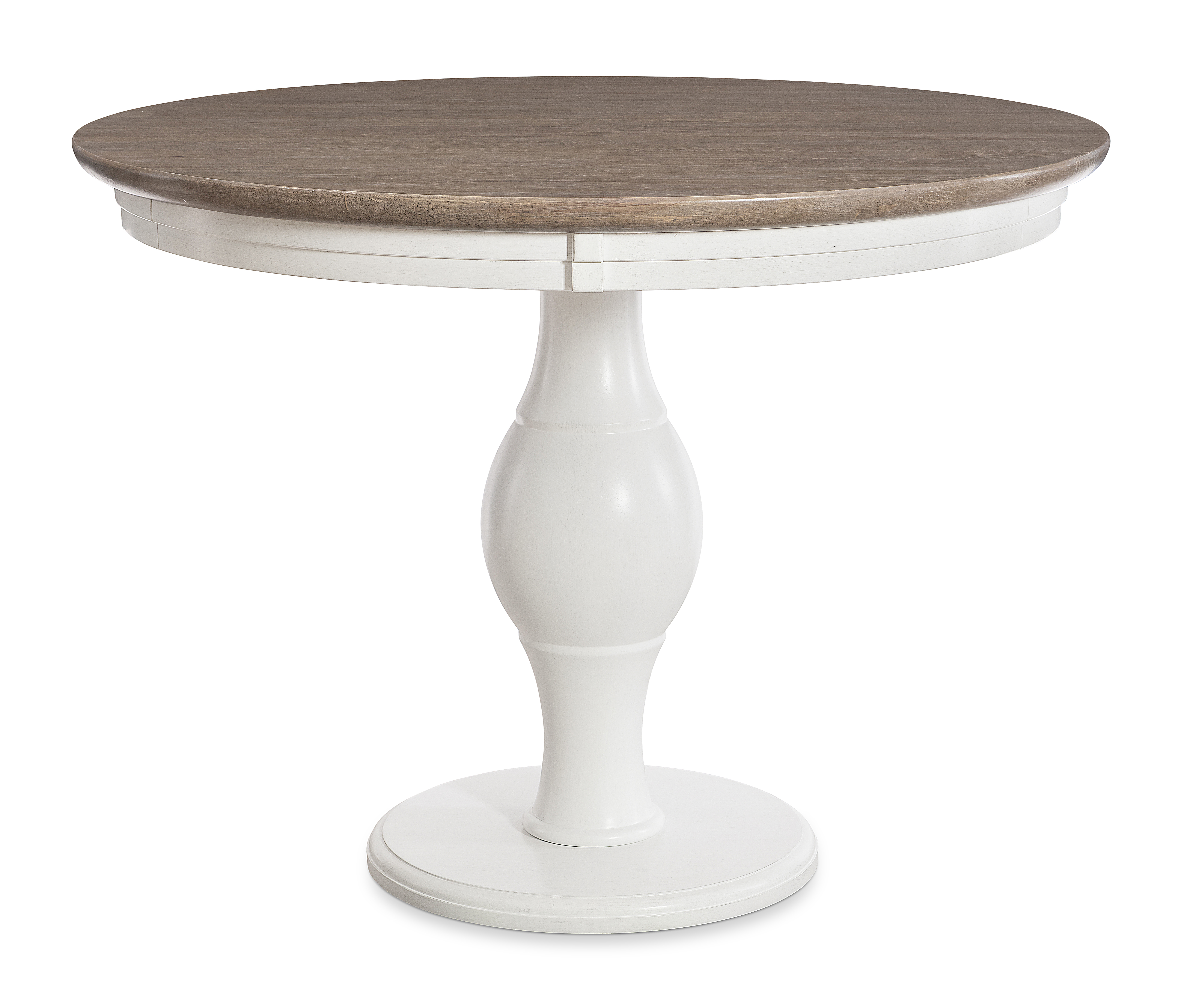 48 inch round pedestal table sand and white