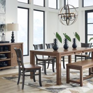 78 Inch Extension Dining Table, Warm Brown Oak in a dining room