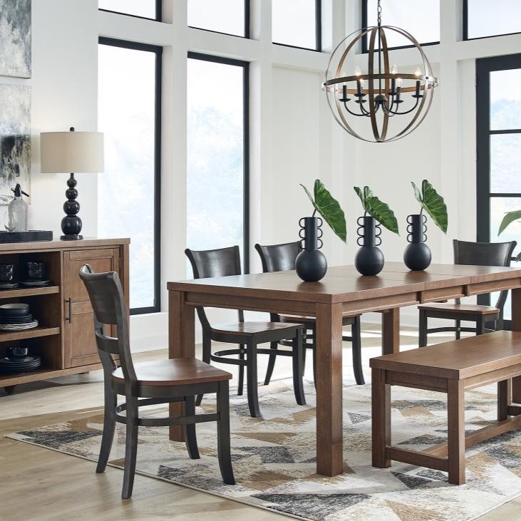 78 Inch Extension Dining Table, Warm Brown Oak in a dining room