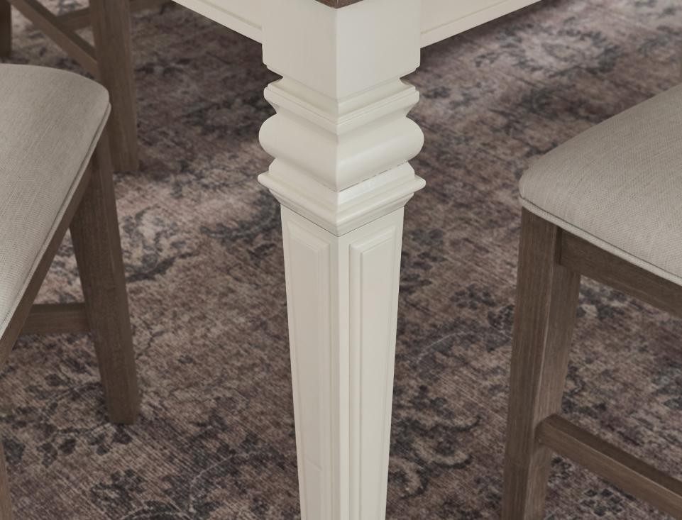 Extending Dining Table, 78 to 110 in, Taupe Gray and Soft White in a dining room